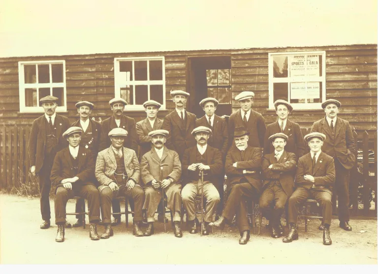 Black-and-white photograph of Littleport Ex-Services Social Club's first committee